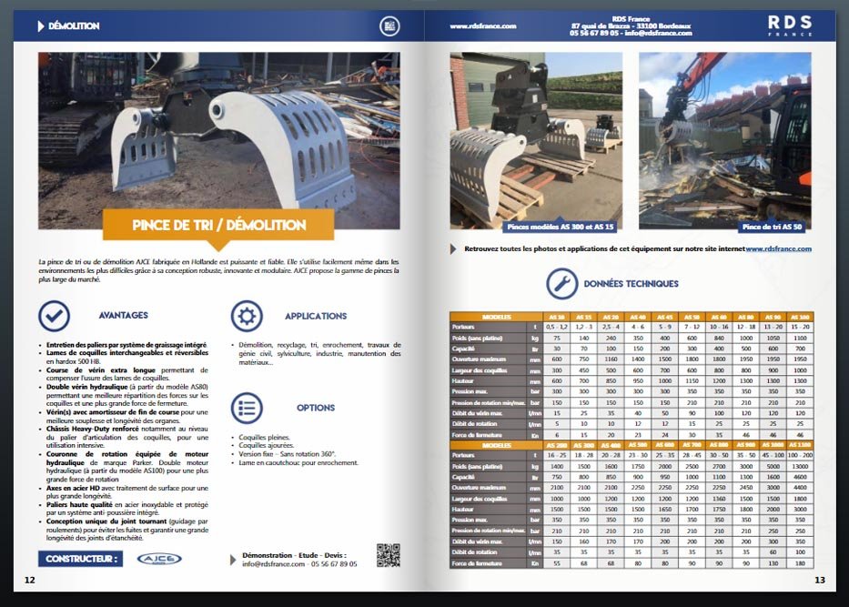 Catalogue démolition - RDS France, spécialiste du matériel TP