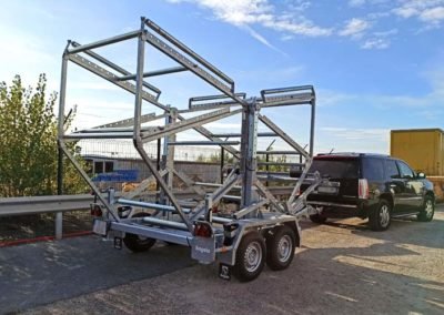 Cage de déroulage de PEHD sur Remorque Bagela